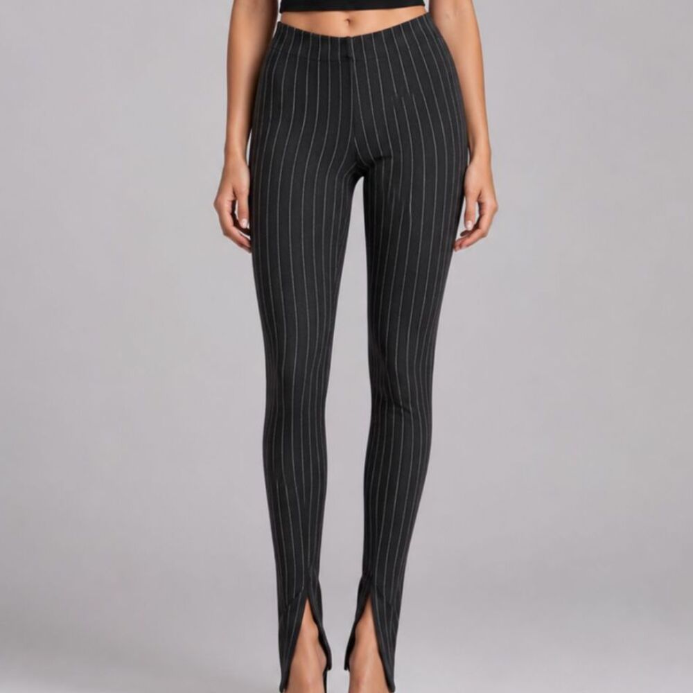 Zara Black Pinstripe Leggings Size Small